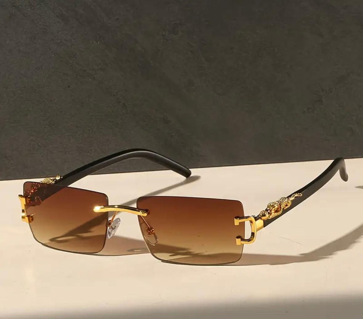 Luxury Leopard Pattern Frameless Glasses for Men and Women