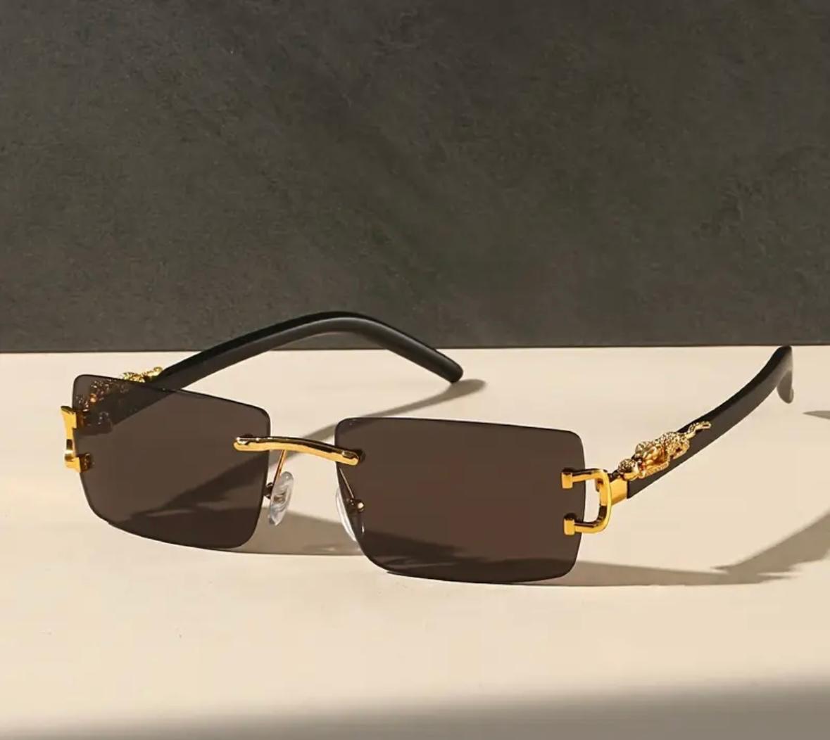 Luxury Leopard Pattern Frameless Glasses for Men and Women